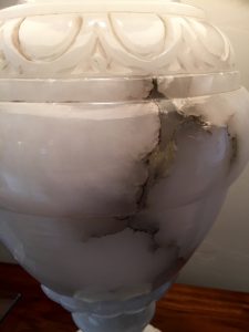 close up of alabaster detail in lamp